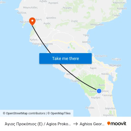 Άγιος Προκόπιος (E) / Agios Prokopios (R) to Aghios Georgios map