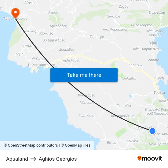 Aqualand to Aghios Georgios map