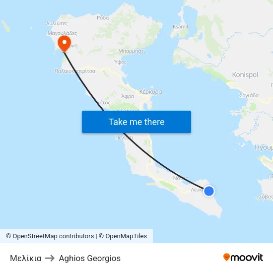 Μελίκια to Aghios Georgios map