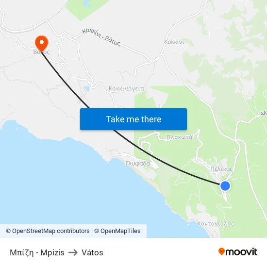 Μπίζη - Mpizis to Vátos map