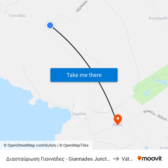 Διασταύρωση Γιαννάδες - Giannades Junction to Vátos map