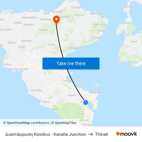 Kanalia Junction to Thinali map