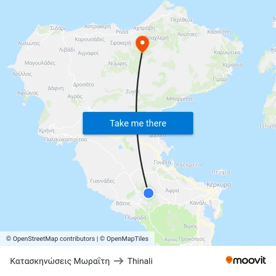 Κατασκηνώσεις Μωραΐτη to Thinali map