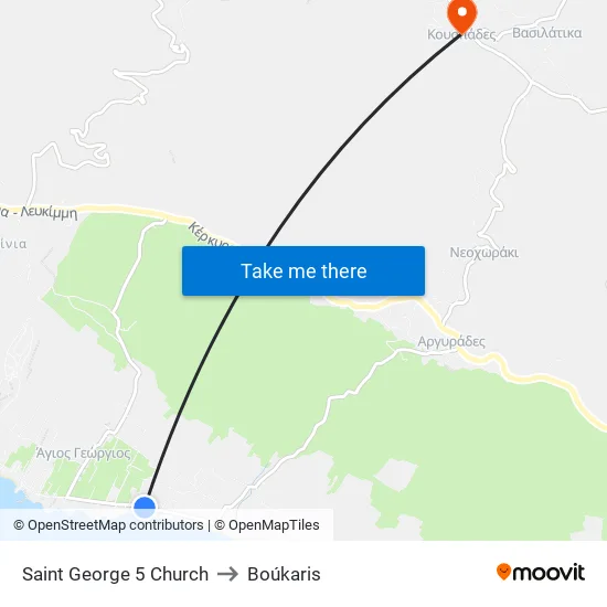 Saint George 5 Church to Boukaris map