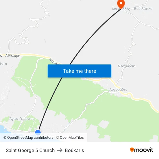 Saint George 5 Church to Boukaris map