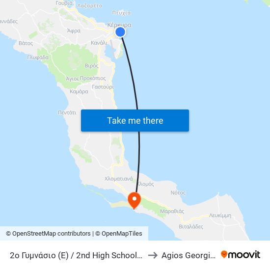 2o Γυμνάσιο (E) / 2nd High School (R) to Agios Georgios map