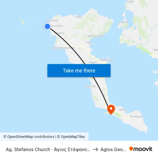 Ag. Stefanos Church - Άγιος Στέφανος Εκκλησία to Agios Georgios map