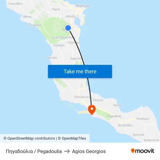 Πηγαδούλια / Pegadoulia to Agios Georgios map