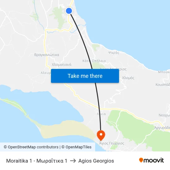 Moraitika 1 - Μωραΐτικα 1 to Agios Georgios map