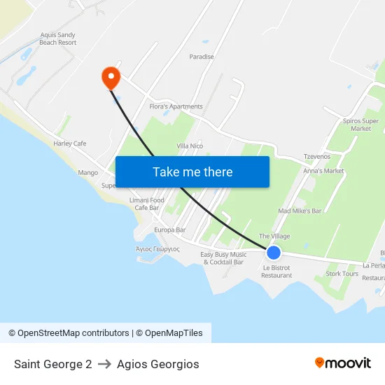 Saint George 2 to Agios Georgios map