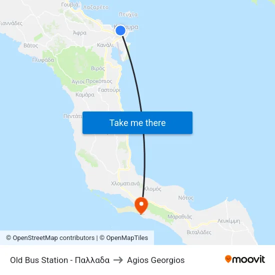 Old Bus Station to Agios Georgios map