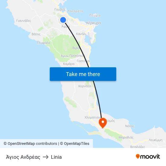 Άγιος Ανδρέας to Linia map