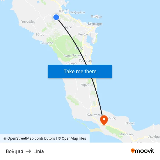 Βολιμιά to Linia map