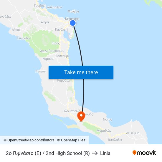 2o Γυμνάσιο (E) / 2nd High School (R) to Linia map