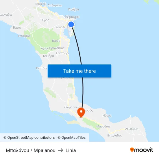 Mpalanou to Linia map