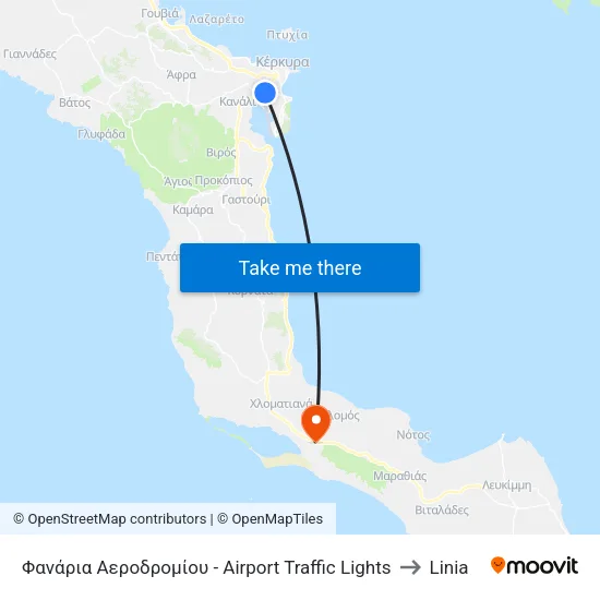 Airport Traffic Lights to Linia map