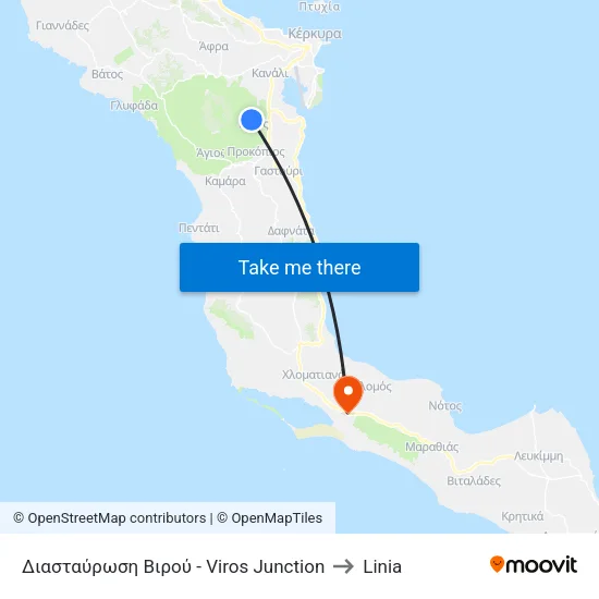Vyrou School to Linia map