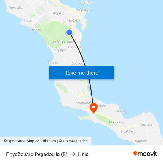 Pegadoulia (R) to Linia map