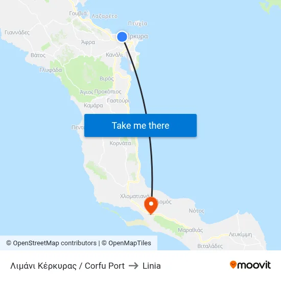 Λιμάνι Κέρκυρας / Corfu Port to Linia map