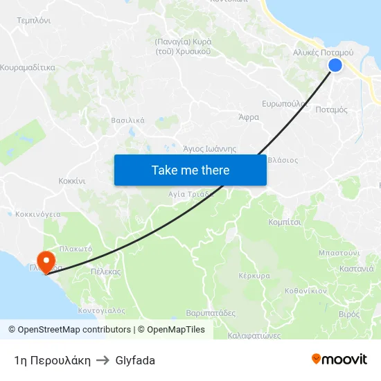 1η Περουλάκη to Glyfada map