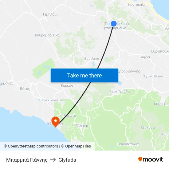 Μπαρμπά Γιάννης to Glyfada map