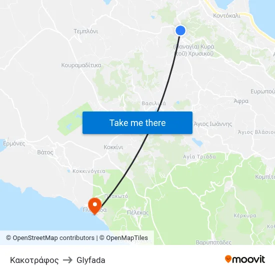 Κακοτράφος to Glyfada map