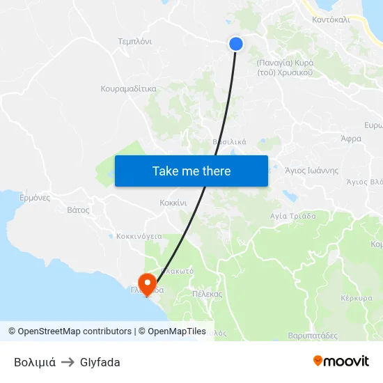 Βολιμιά to Glyfada map