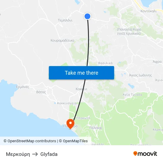 Μερκούρη to Glyfada map