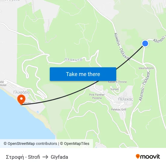 Στροφή - Strofi to Glyfada map