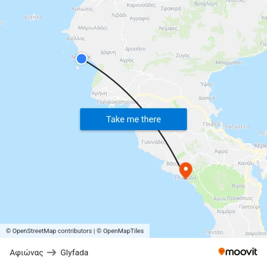 Αφιώνας to Glyfada map