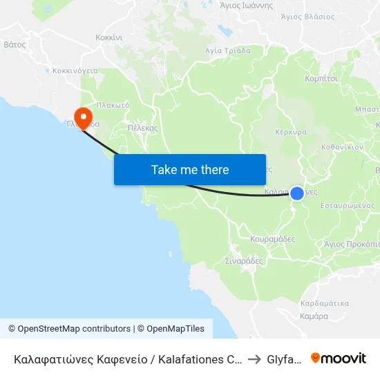 Καλαφατιώνες Καφενείο / Kalafationes Cafe to Glyfada map