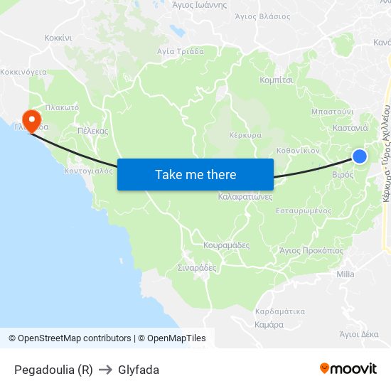 Pegadoulia (R) to Glyfada map