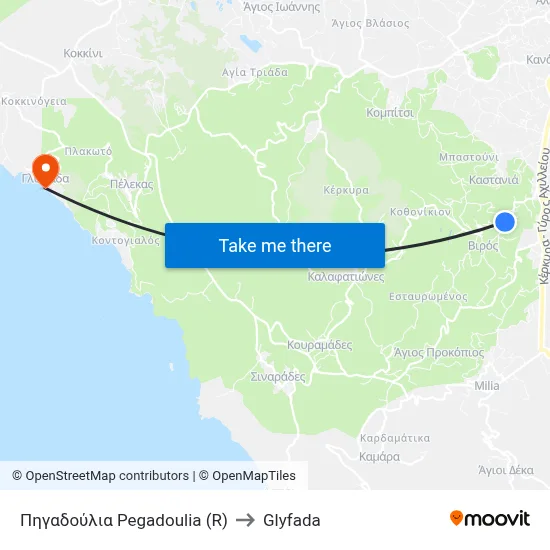 Pegadoulia (R) to Glyfada map