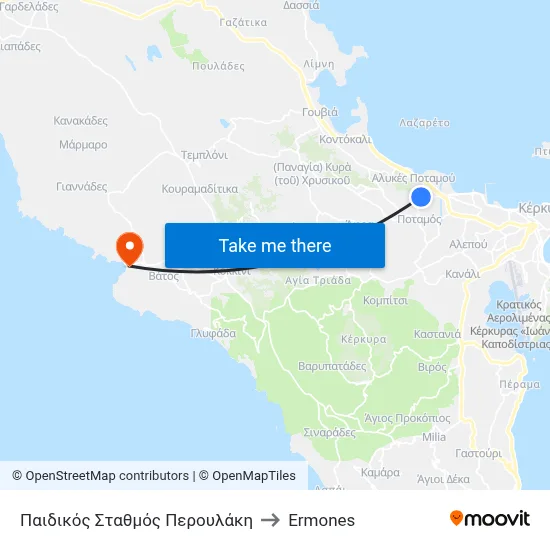 Παιδικός Σταθμός Περουλάκη to Ermones map