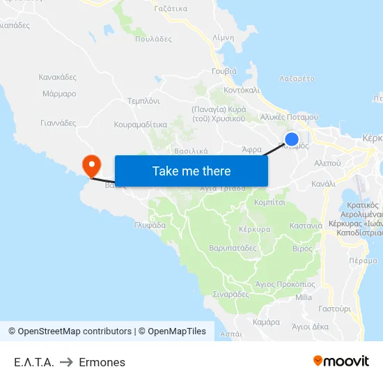 Ε.Λ.Τ.Α. to Ermones map