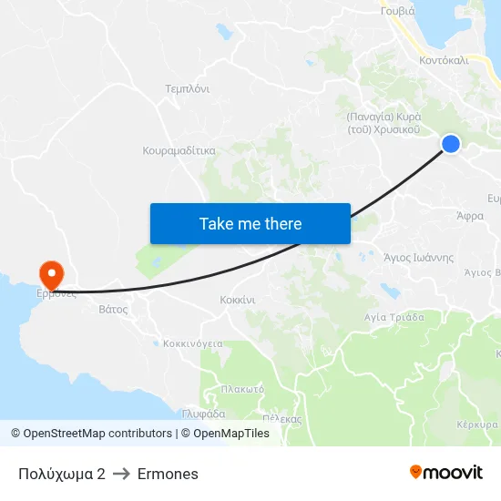 Πολύχωμα 2 to Ermones map