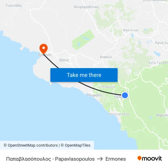 Παπαβλασόπουλος - Papavlasopoulos to Ermones map
