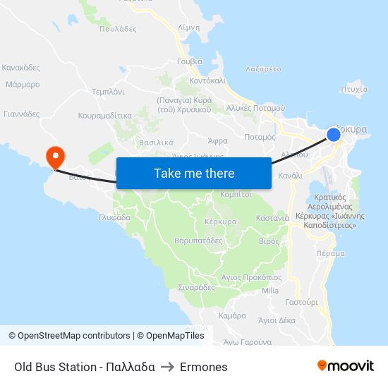 Old Bus Station - Παλλαδα to Ermones map