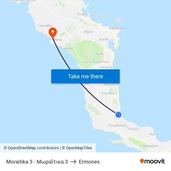 Moraitika 3 - Μωραΐτικα 3 to Ermones map