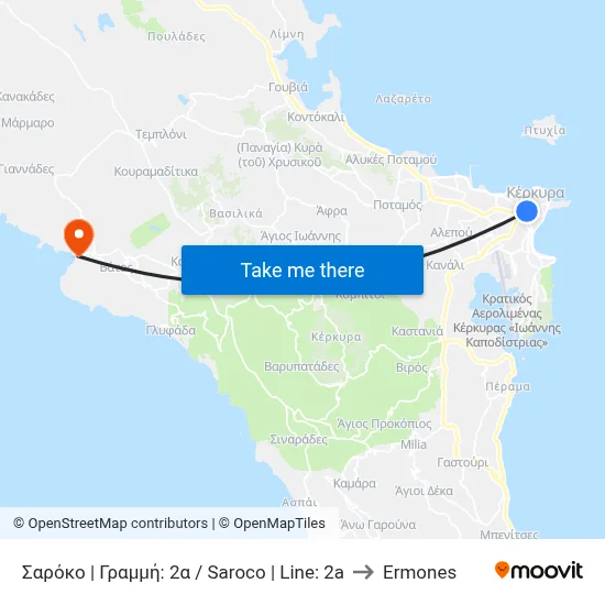 Σαρόκο | Γραμμή: 2α  /  Saroco | Line: 2a to Ermones map