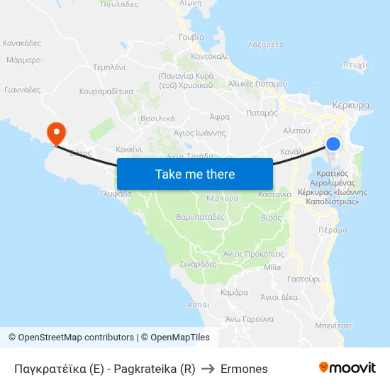 Pagkrateika to Ermones map