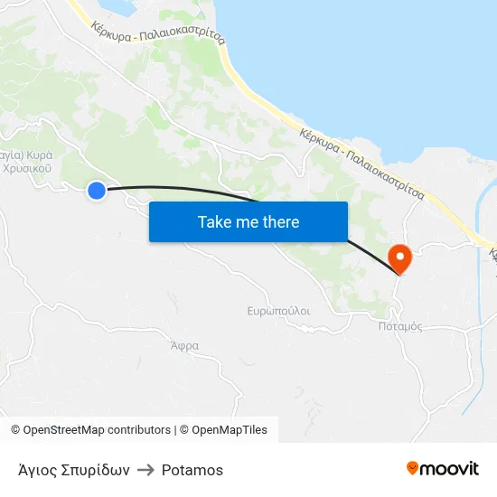 Άγιος Σπυρίδων to Potamos map