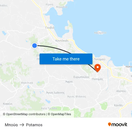 Μπούα to Potamos map