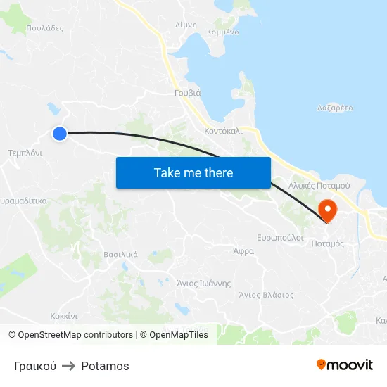 Γραικού to Potamos map