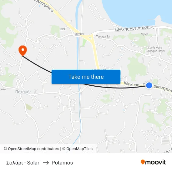Σολάρι - Solari to Potamos map