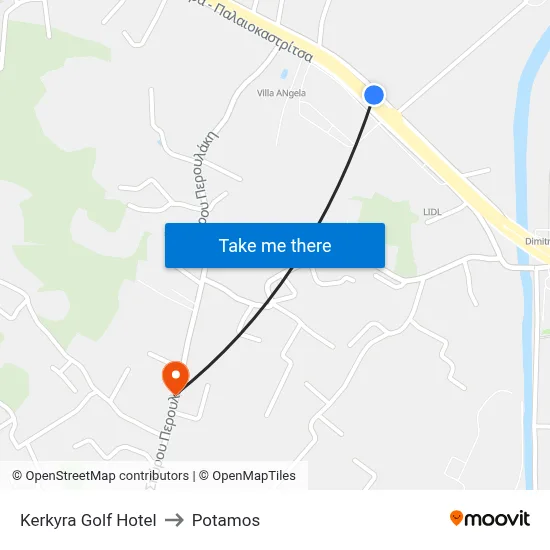 Kerkyra Golf Hotel to Potamos map