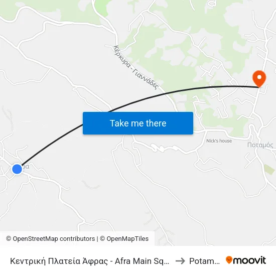 Afra Main Square to Potamos map