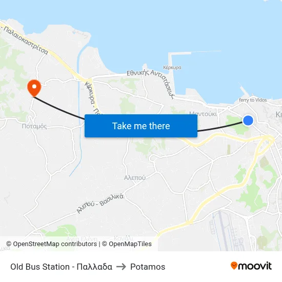 Old Bus Station to Potamos map
