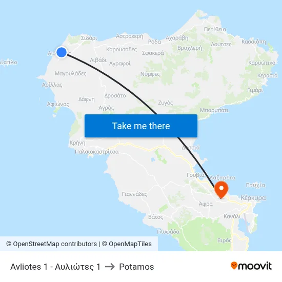 Avliotes 1 to Potamos map