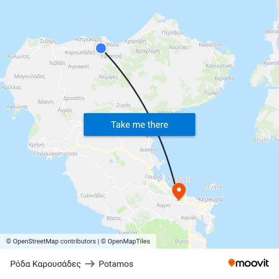 Roda Karousades to Potamos map